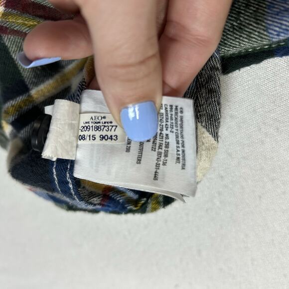 American Eagle Long Sleeve Button Up Flannel Shirt Mens XL Classic Fit Plaid Top - Picture 5 of 11